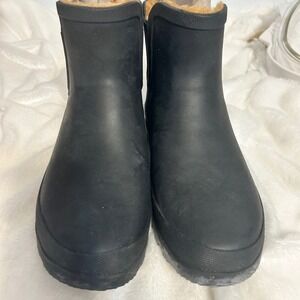 Chooka Plush Chelsea Rain Boots Waterproof Ankle Booties Black US 7